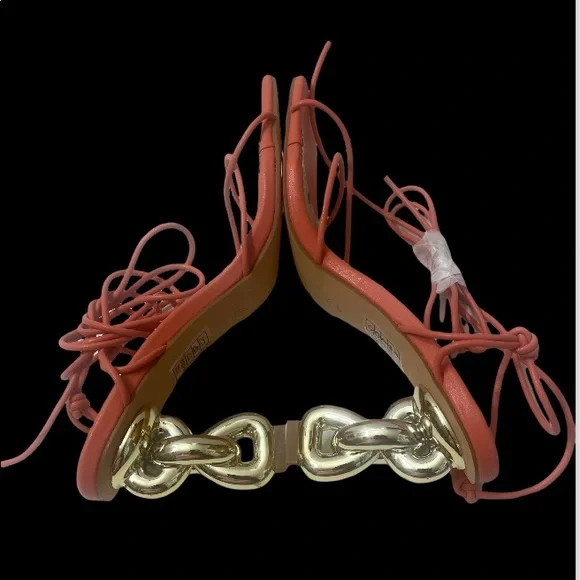 MISS LOLA Knot Detail Raya Peach Lace-Up Strappy Heels Sz:9 - Picture 10 of 15